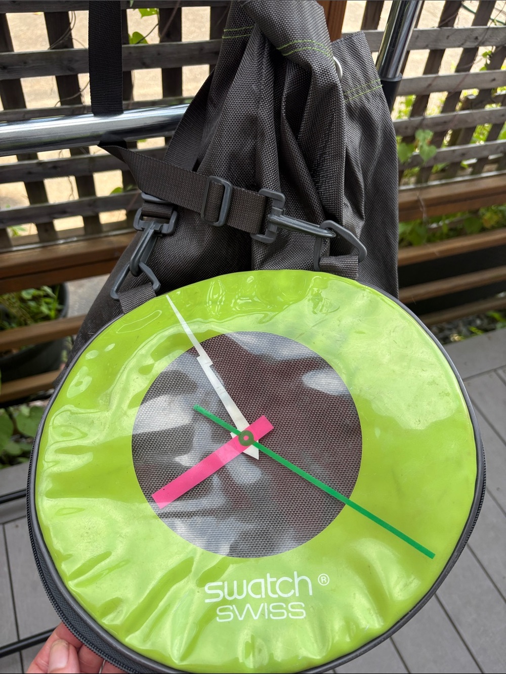 Swatch Swiss Backpack & expandable duffle bag Grey & Green Vintage